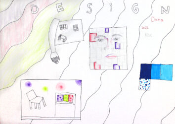 Coloured pencils and fineliner on paper, Duha Hussain, Year 6, Sirius College – Interior designer Student artwork of future design career