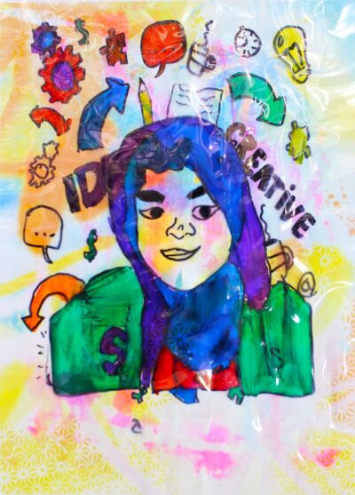 Acetate and mixed media, Salma Farah, Year 6, Sirius College β Creative writer Student artwork of a future career