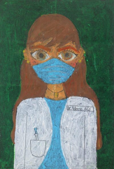 Oil pastel and fineliner on paper, Adeena Asif, Year 5, Sirius College β Doctor Student artwork of a future doctor