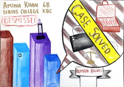Coloured pencils on paper, Amina Khan, Year 6, Sirius College – Human rights lawyer Student artwork of a future legal career