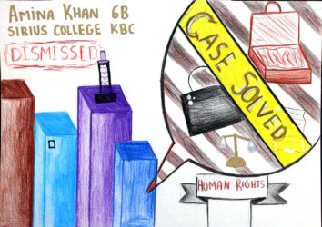 Coloured pencils on paper, Amina Khan, Year 6, Sirius College – Human rights lawyer Student artwork of a future legal career