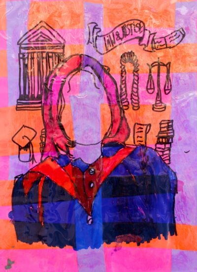Acetate and mixed media, Ecrin Cetlik, Year 6, Sirius College β Lawyer Student artwork of a future legal career