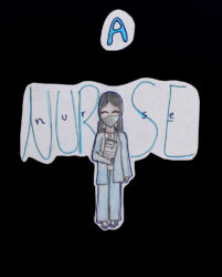 Coloured pencils and texta on paper, Aaisha Pathan, Year 6, Sirius College – Nurse Student artwork of a future nurse