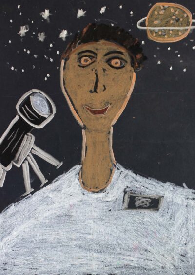 Mixed media on paper, Fromsa Mohamed Feyo, Year 5, Sirius College β Astronomer Student artwork of a future career