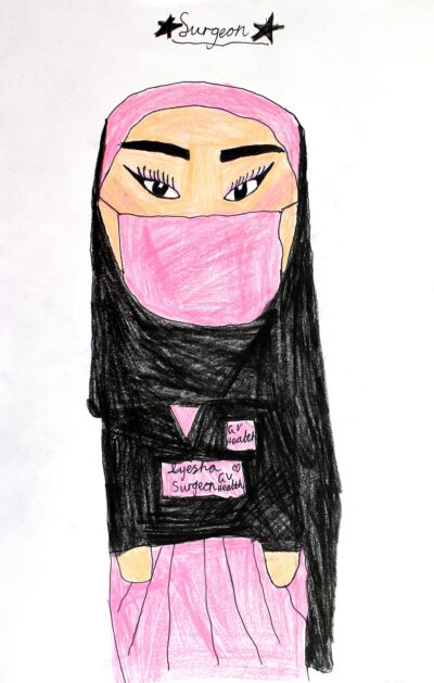 Coloured pencils on paper, Ayesha Khan, Year 5, Sirius College β Surgeon Student artwork of a future medical career