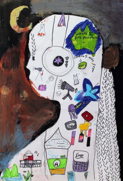 Mixed media on paper, Ruci Naitau, Year 4, Son Centre Christian College β Exploring Student artwork of a future career
