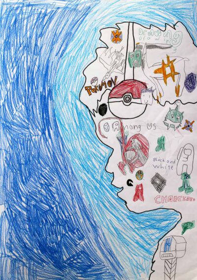 Coloured pencil on paper, Caleb Murray, Year 3, Son Centre Christian College β Game designer Student artwork of a future career