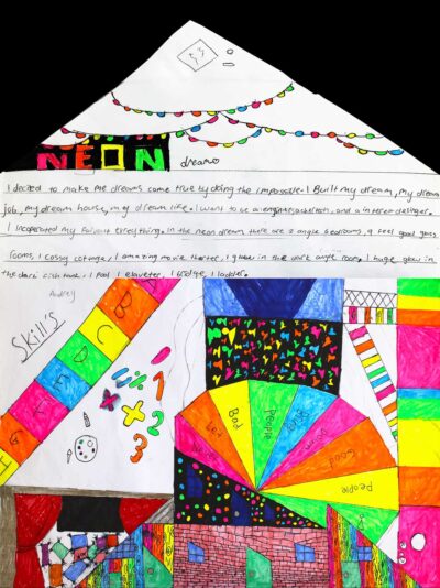 Markers, graphite pencil and fineliner on paper, Audrey McCausland, Year 5, Shelford Girls’ Grammar – Engineer, architect and interior designer Student artwork of a future career