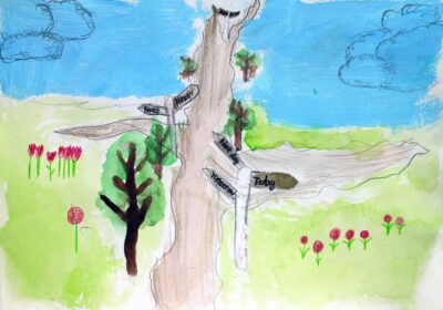 Mixed media on paper, Aria Schellekens, Year 5, Woodline Primary β Exploring Student artwork of a future career path