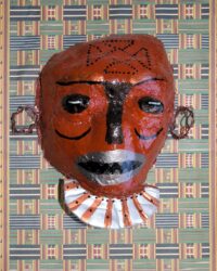 Mixed media on board by Brayden Wilkins, Year 9, Balcombe Grammar School Student artwork of a mask