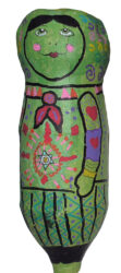 Paper mache and acrylic paint by Megan Kennedy, Year 4, Christian College Geelong Student artwork of a paper mache Babushka doll