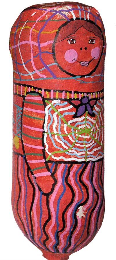 Paper mache and acrylic paint by Jane Martin, Year 4, Christian College Geelong Student artwork of a paper mache Babushka doll