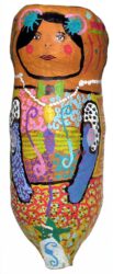 Paper mache and acrylic paint by Georgia White, Year 4, Christian College Geelong Student artwork of a paper mache Babushka doll