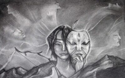 Pencil on paper by Hanyu Greta Zhao, Year 11, Camberwell Girls’ Grammar School Student artwork of a dream scape