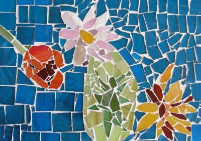 Student artwork mosaic flowers