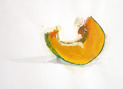 Student artwork of a pumpkin slice