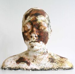 Hand-built porcelain by Jarrah Stewart, Year 12, Geelong Grammar School Student artwork of a bust