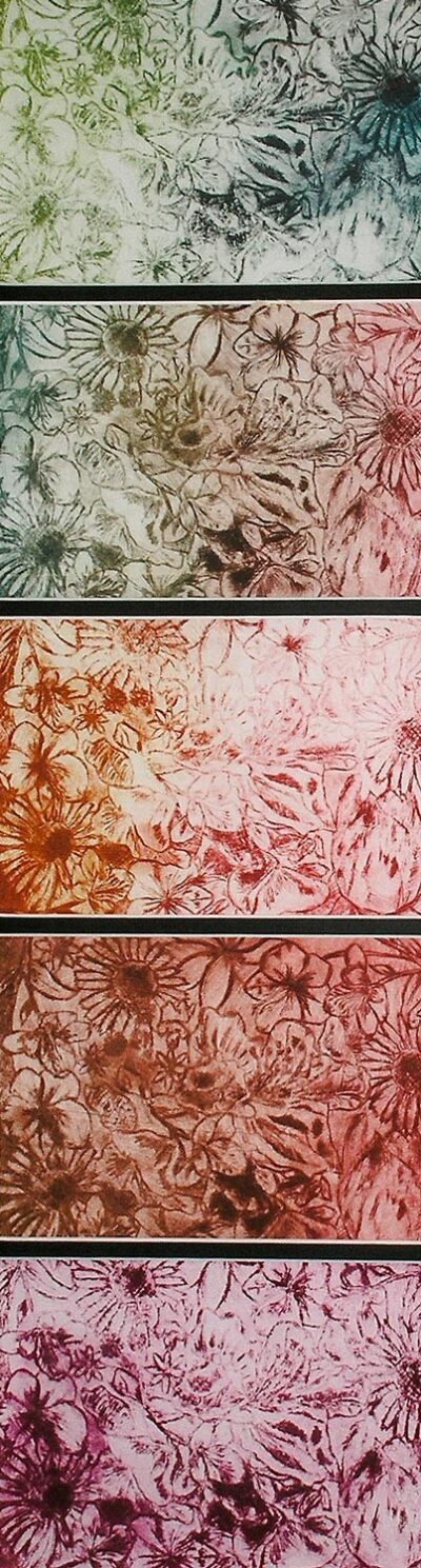 Digital image of original artwork by Bee Nandabhiwat, Year 12, Geelong Grammar School Student artwork of flowers in growth and decay