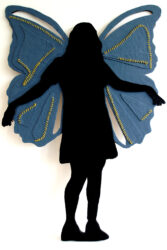 Felt and thread on board by Kelly Banks, Year 12, Geelong Grammar School Student art of a silhouette with wings