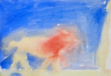 Watercolour on paper by Harry Ventham, Class 4, Little Yarra Steiner School Student artwork of a lion