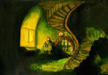 Acrylic on paper by Iden Reidy, Class 10, Little Yarra Steiner School Student artwork inspired by Rembrandt