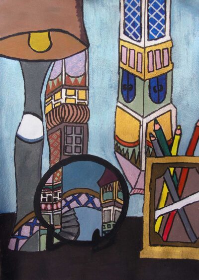 Acrylic on paper by Sabrina Bassal, Year 8, Minaret College Student artwork of reflections