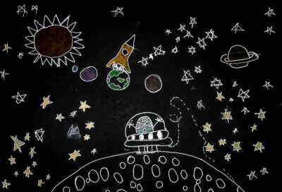 Coloured pencil and ink on paper by Ebru Can, Year 6, Sirius College Student artwork of space