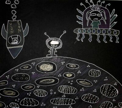 Coloured pencil on paper by Merve Dogan, Year 6, Sirius College Student artwork of space