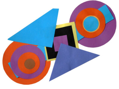 Collage on paper by Olivia Revez, Year 4, Gilson College Student artwork of an abstract collage