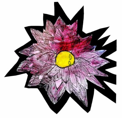 Acrylic and pen on paper by Briante Gillian, Year 4, Gilson College Student artwork of a flower