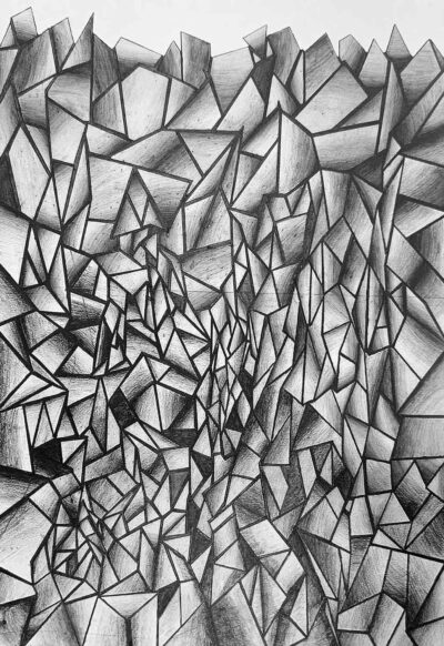 Drawing on paper by Lulzim Kurti, Year 11, Al-Taqwa College Student abstract artwork