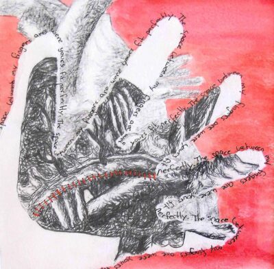 Student artwork of a hand holding a heart