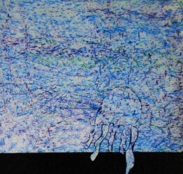 Wax crayon on paper β Ella Doyle, Year 6, Flinders Christian Community College Student artwork of a jelly fish in the ocean