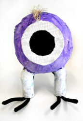Papier mache card and acrylic β Corey Beaver, Year 8, Flinders Christian Community College Student artwork of a purple alien