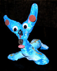 Modroc and acrylic paint – Zoe Lettas, Year 2, Melbourne Montessori School Student artwork of an animal figure