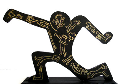 Permanent marker on paper and foam core – Daniel Hutchison, Year 8, Penleigh and Essendon Grammar School Student artwork of a figure in black