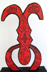 Fibre tipped pen on paper and foam core β Leon Jean-Farah, Year 8, Penleigh and Essendon Grammar School Student artwork of a figure standing upside down