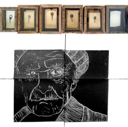 Mixed media β Cassandra Gill, Year 12, Woodleigh School Student artwork of a portrait with keys