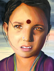 Oil on canvas β Alice Gascoyne, Year 12, Woodleigh School Student artwork of a portrait of a girl