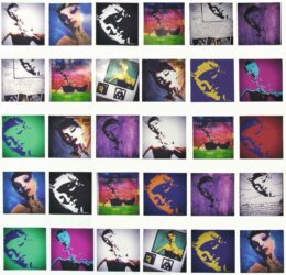 Prints on canvas by Julia Mitchell, Year 10, Ballarat Clarendon College Student artwork of a polaroid collection of Kate Moss