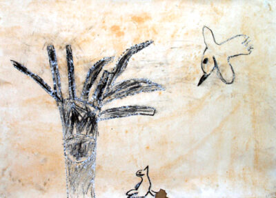 Ink and charcoal on paper by Celeste Reiner, Year 3, Fitzroy Community School Student artwork of a forest