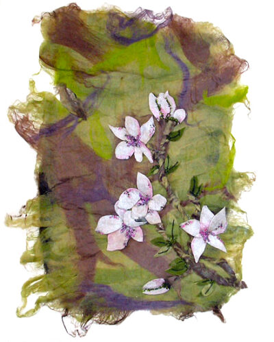 Student artwork of felt flowers