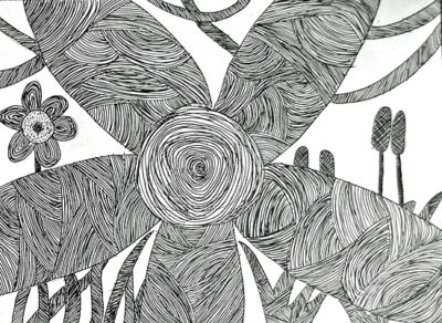 Student artwork of flowers