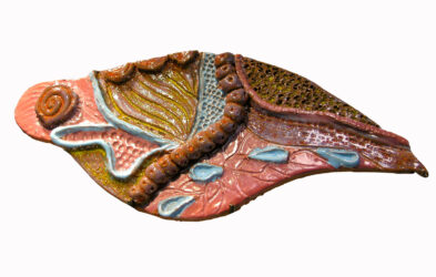 Glazed ceramics by Phillipa Cacavas, Year 9, Mentone Grammar Student artwork of a ceramic tile