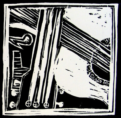 Student artwork of an abstract guitar