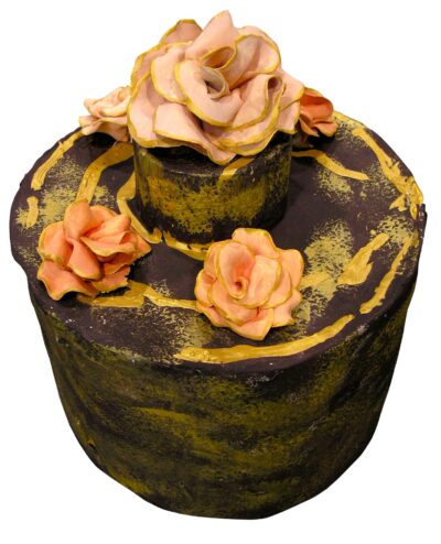 Papier mache and clay by Madeleine Kerr, Year 8, Penleigh and Essendon Grammar School Student artwork of a 3D cake