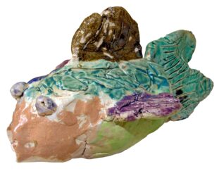Glazed earthenware by Ella Cassidy, Year 1, St Andrew’s Christian College Student artwork of a ceramic goldfish
