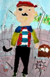 Mixed media by Sharlyn Halim, Year 3, St Andrew’s Christian College Student artwork of a pirate