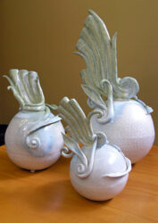 Glazed porcelain by Jasmin Ulrik, Year 12 Student artwork of ceramic vessels