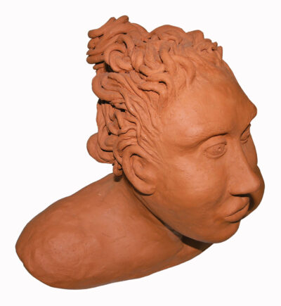 Terracotta by Madeline Gill, Class 9, Sophia Mundi Steiner School Student artwork of a ceramic bust